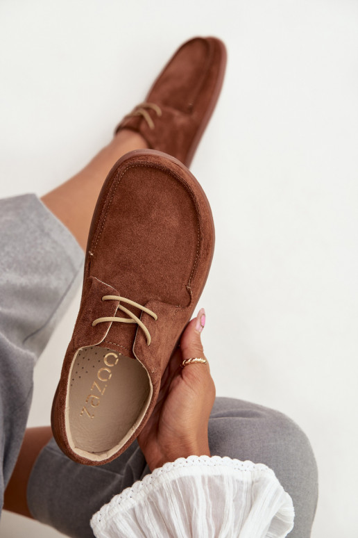 sapato Feminino Typu BarefootHabilitadoturalnego de camurçau Zazoo 327 cor marrom