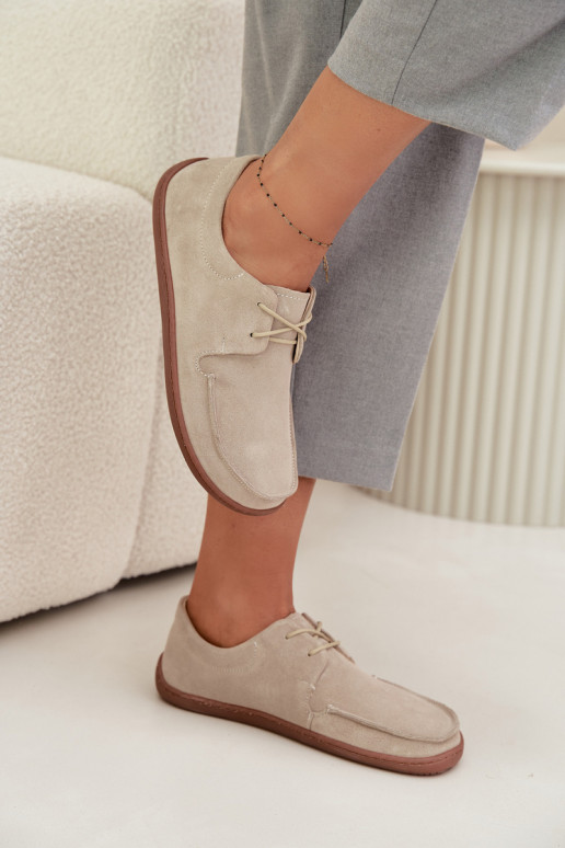 sapato Feminino Typu BarefootHabilitadoturalnego de camurçau Zazoo 327 cor de marfim