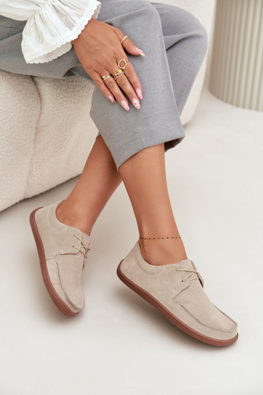 sapato Feminino Typu BarefootHabilitadoturalnego de camurçau Zazoo 327 cor de marfim