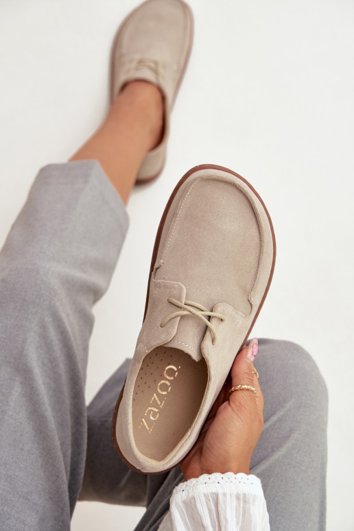 sapato Feminino Typu BarefootHabilitadoturalnego de camurçau Zazoo 327 cor de marfim