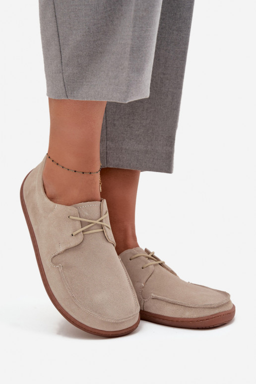 sapato Feminino Typu BarefootHabilitadoturalnego de camurçau Zazoo 327 cor de marfim