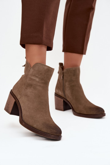 Botas femininasHabilitadoturalnego de camurça com salto aquecimento Sergio Leone BT25321-S cor cáqui