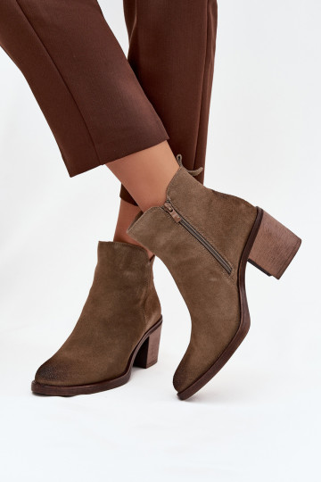 Botas femininasHabilitadoturalnego de camurça com salto aquecimento Sergio Leone BT25321-S cor cáqui 2