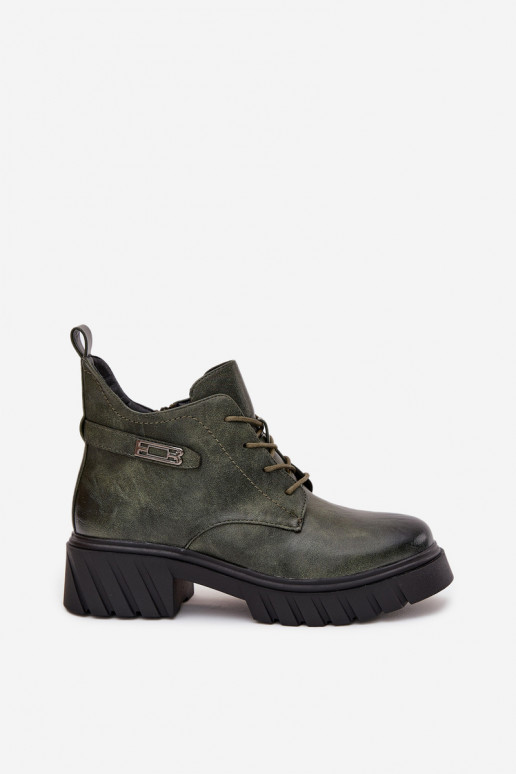 Baixo aquecimento Botas femininas Klocke com salto decorado cor cáqui Therisse Baixo aquecimento Botas femininas Klocke com salto decorado cor cáqui Therisse