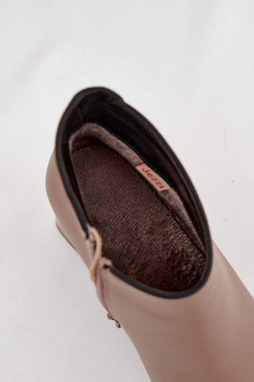 Pele Botas aquecimento com salto bege Ivessara