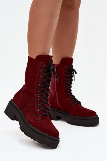Botins de trabalho FemininoHabilitadoturalnego de camurça aquecimento Zazoo 4213 Borgonha 2