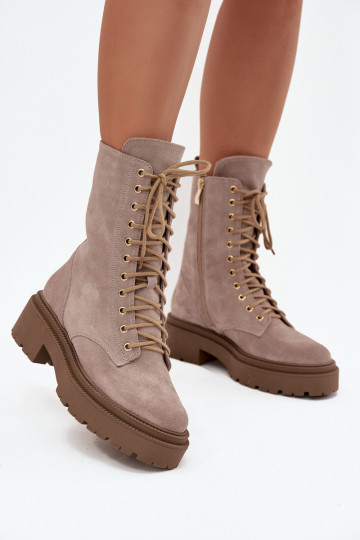 Botins de trabalho FemininoHabilitadoturalnego de camurça aquecimento Zazoo 4213 bege