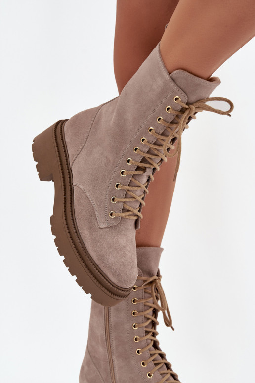 Botins de trabalho FemininoHabilitadoturalnego de camurça aquecimento Zazoo 4213 bege