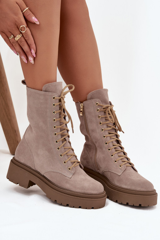 Botins de trabalho FemininoHabilitadoturalnego de camurça aquecimento Zazoo 4213 bege