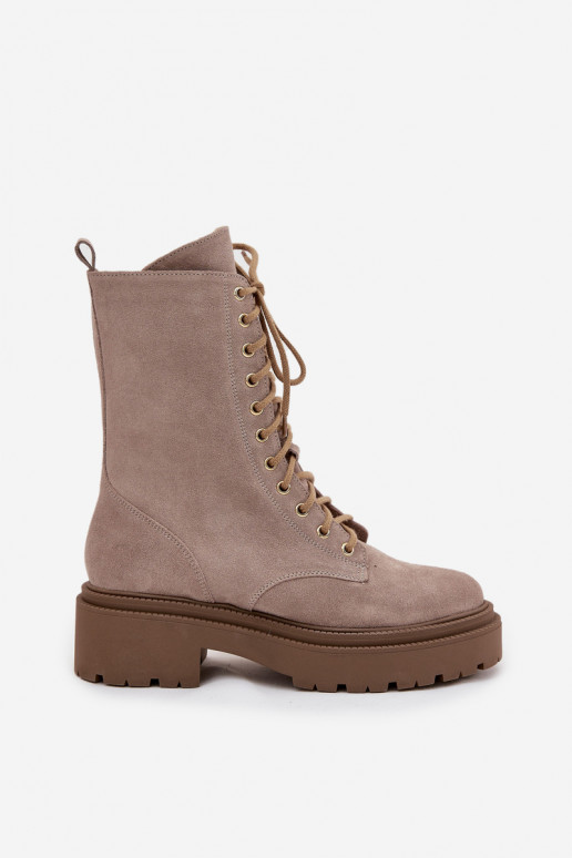 Botins de trabalho FemininoHabilitadoturalnego de camurça aquecimento Zazoo 4213 bege