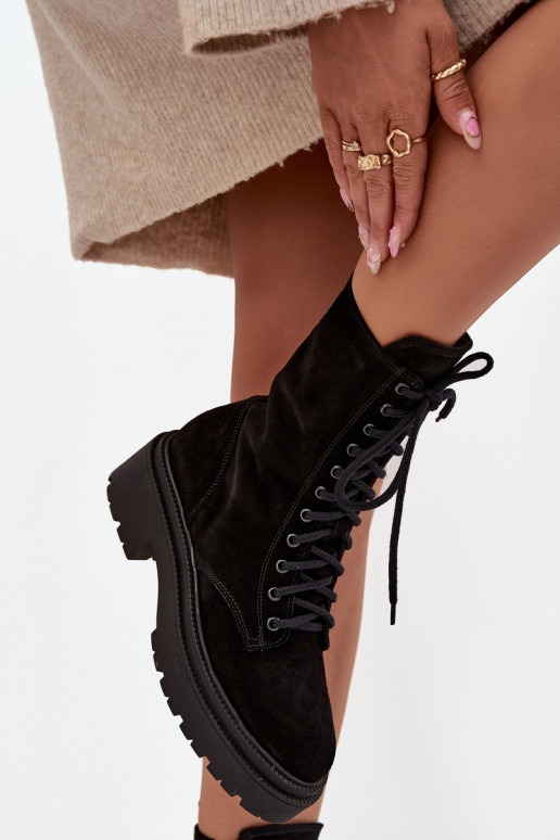 Botins de trabalho FemininoHabilitadoturalnego de camurça aquecimento Zazoo 4213 cor preta