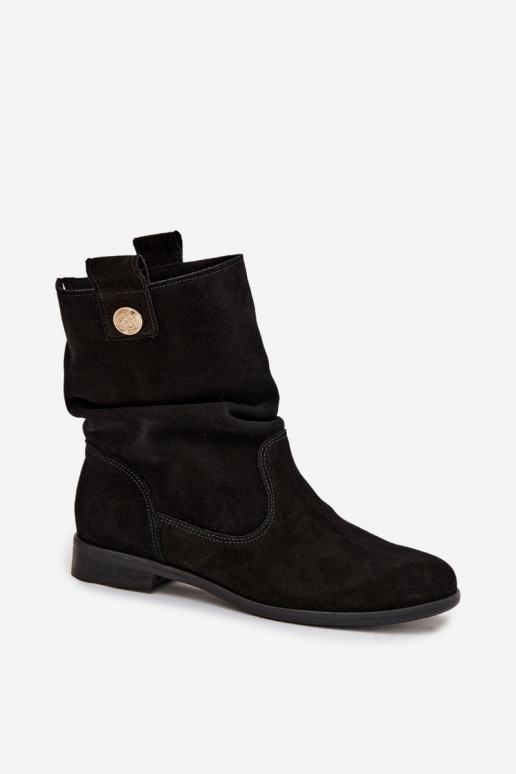 Pele Sapatos de camurça Feminino Com babados aquecimento Zazoo 4210 cor preta Pele Sapatos de camurça Feminino Com babados aquecimento Zazoo 4210 cor preta