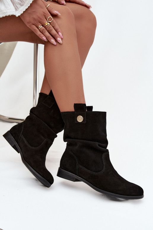 Pele Sapatos de camurça Feminino Com babados aquecimento Zazoo 4210 cor preta Pele Sapatos de camurça Feminino Com babados aquecimento Zazoo 4210 cor preta