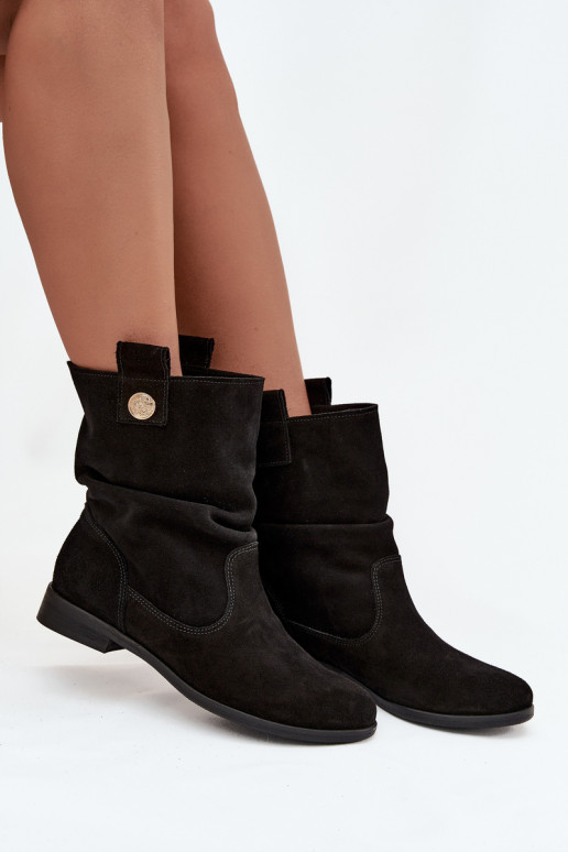 Pele Sapatos de camurça Feminino Com babados aquecimento Zazoo 4210 cor preta Pele Sapatos de camurça Feminino Com babados aquecimento Zazoo 4210 cor preta