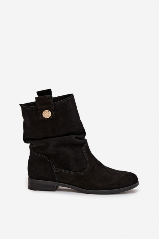 Pele Sapatos de camurça Feminino Com babados aquecimento Zazoo 4210 cor preta Pele Sapatos de camurça Feminino Com babados aquecimento Zazoo 4210 cor preta