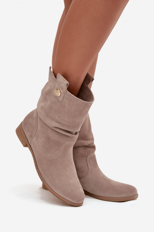 Pele Sapatos de camurça Feminino Com babados aquecimento Zazoo 4210 bege