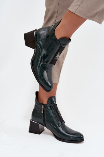 Pele com efeito verniz Botas Klocke Com decorações Detalem aquecimento Zazoo 60560 cor cáqui