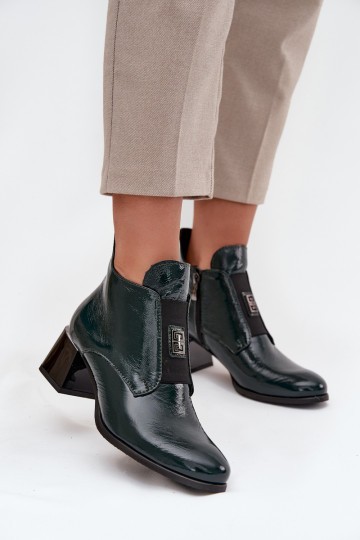 Pele com efeito verniz Botas Klocke Com decorações Detalem aquecimento Zazoo 60560 cor cáqui 2