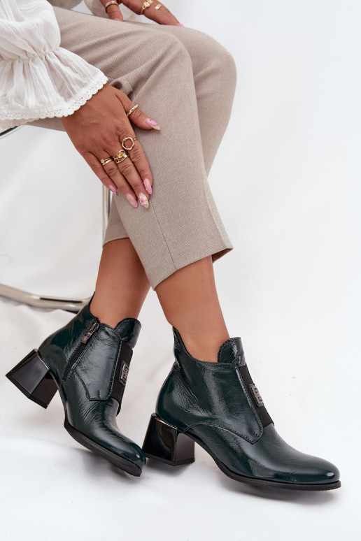 Pele com efeito verniz Botas Klocke Com decorações Detalem aquecimento Zazoo 60560 cor cáqui