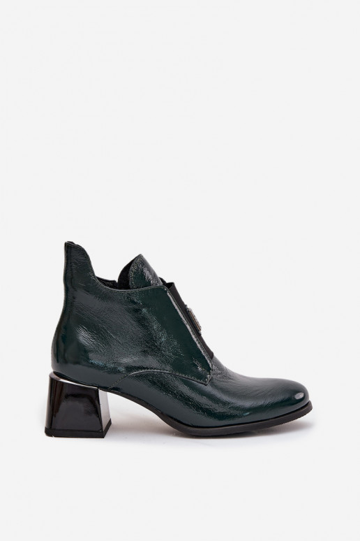 Pele com efeito verniz Botas Klocke Com decorações Detalem aquecimento Zazoo 60560 cor cáqui