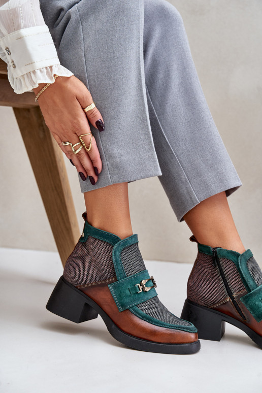 Pele Botas femininas Em saltos enormes com enfeites Tem que serciejka A6747-29 marrom-cor verde Pele Botas femininas Em saltos enormes com enfeites Tem que serciejka A6747-29 marrom-cor verde