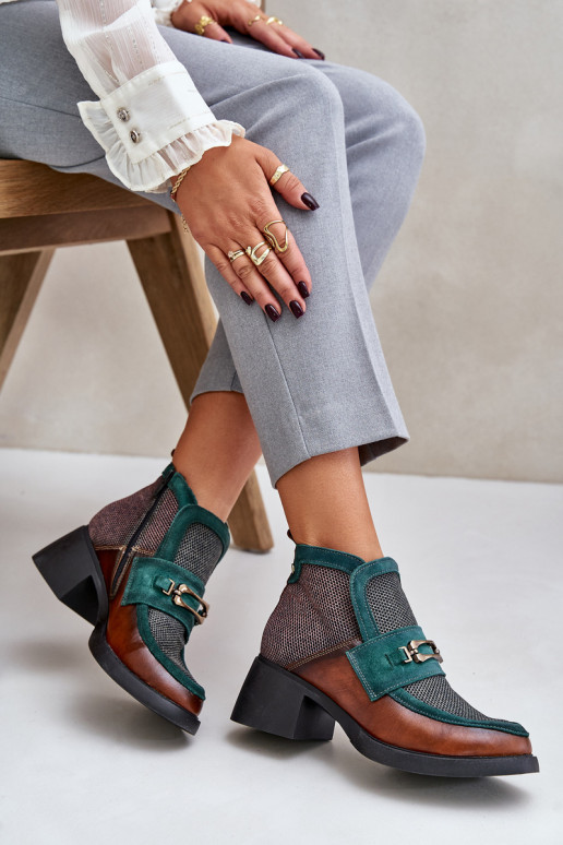 Pele Botas femininas Em saltos enormes com enfeites Tem que serciejka A6747-29 marrom-cor verde Pele Botas femininas Em saltos enormes com enfeites Tem que serciejka A6747-29 marrom-cor verde