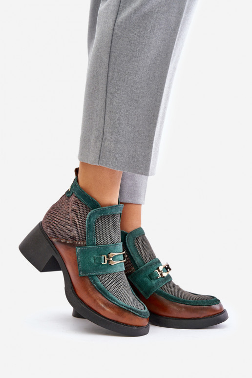 Pele Botas femininas Em saltos enormes com enfeites Tem que serciejka A6747-29 marrom-cor verde Pele Botas femininas Em saltos enormes com enfeites Tem que serciejka A6747-29 marrom-cor verde