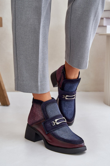 Pele Botas femininas Em saltos enormes com enfeites Tem que serciejka A6747-23 BorgonhaParao-azul escuro