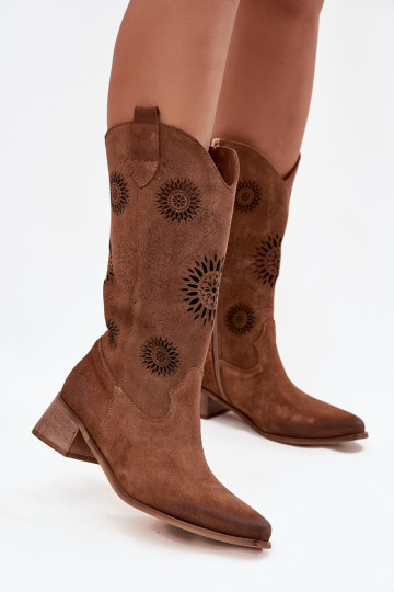 com elementos abertos botas femininasHabilitadoturalnego de camurçau Klocke Zazoo 3793 cor marrom 2