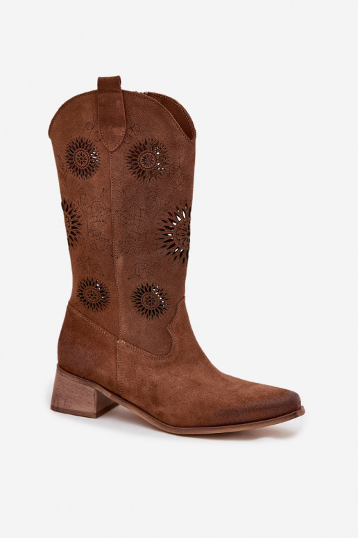 com elementos abertos botas femininasHabilitadoturalnego de camurçau Klocke Zazoo 3793 cor marrom