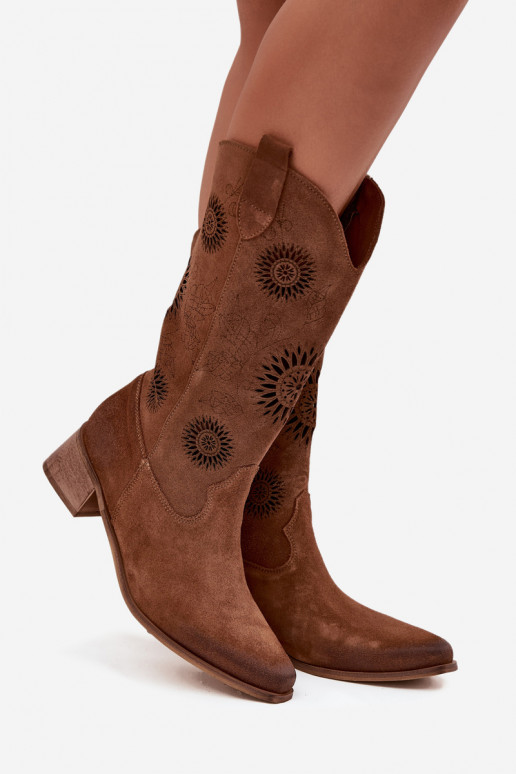 com elementos abertos botas femininasHabilitadoturalnego de camurçau Klocke Zazoo 3793 cor marrom