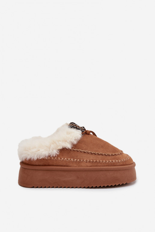 Botas femininas de neve com plataforma, pelagem e costuras na cor marrom "Kellina" Botas femininas de neve com plataforma, pelagem e costuras na cor marrom "Kellina"