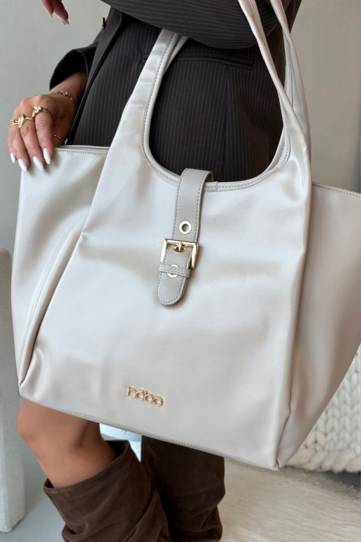 Portátil Compradorka com fivelas NOBO BAG6010-015 Brilhantementebege