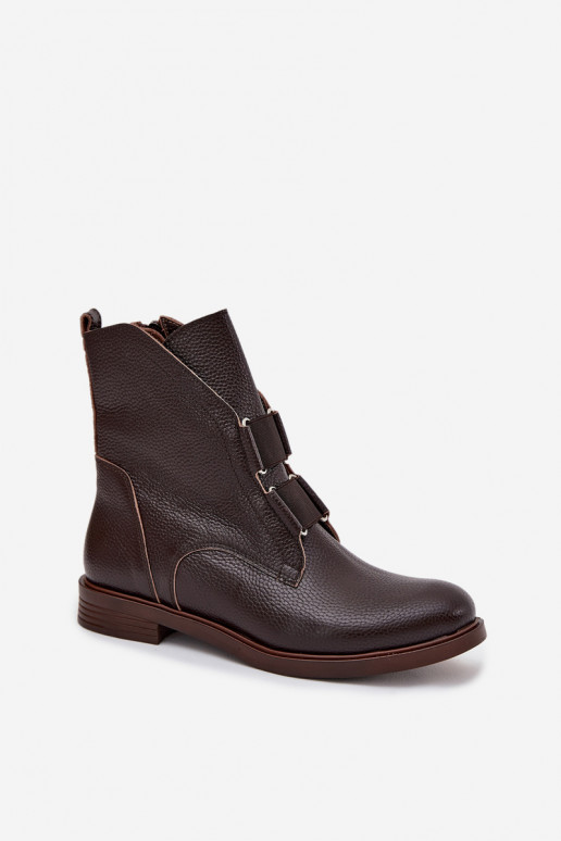 Botas femininasHabilitadoturalnej Skóry com salto largo Zazoo 3842 CzekoladoParae