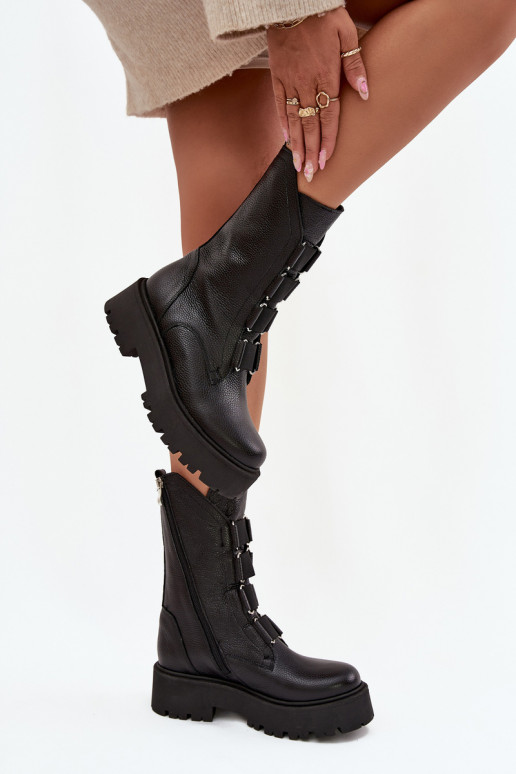 Botas femininasHabilitadoturalnej Skóry com uma plataforma Zazoo 3795 cor preta Botas femininasHabilitadoturalnej Skóry com uma plataforma Zazoo 3795 cor preta