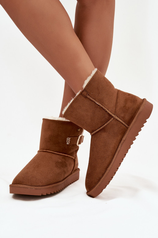 Botas de neve Feminino com fivelas EMrangler 20253091.37B cor marrom