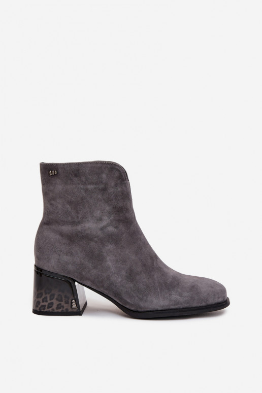 Botas femininasHabilitadoturalnego de camurçau com salto aquecimento Vinceza 66806 cor cinza