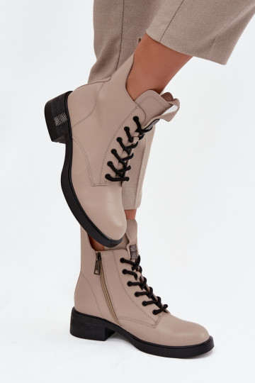 Pele Botas femininas De salto baixo Vinceza 66818 bege