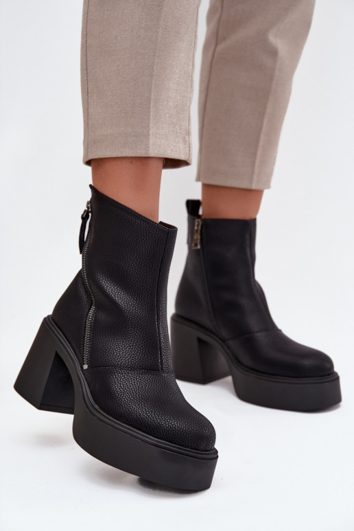 Pele aquecimento Botas femininas e plataforma Vinceza 66831 cor preta