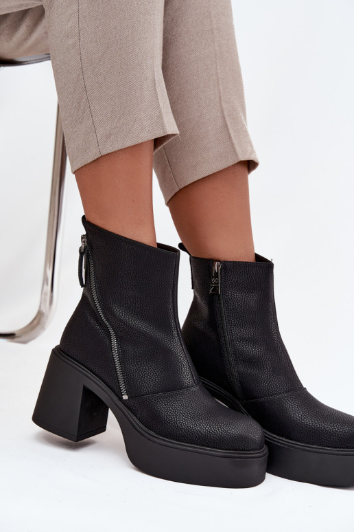 Pele aquecimento Botas femininas e plataforma Vinceza 66831 cor preta