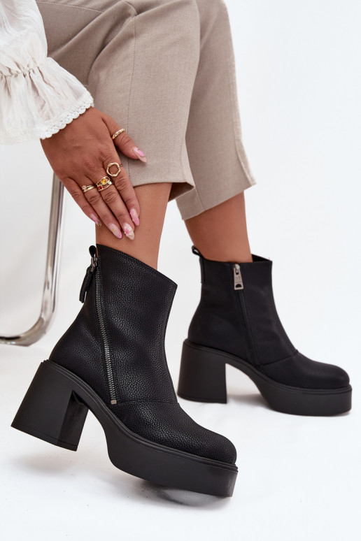 Pele aquecimento Botas femininas e plataforma Vinceza 66831 cor preta