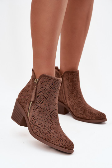 botas estilo coParaboy Feminino com salto S.Barski HY52-538 cor marrom