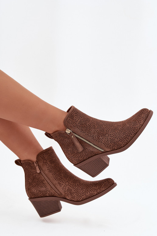 botas estilo coParaboy Feminino com salto S.Barski HY52-538 cor marrom