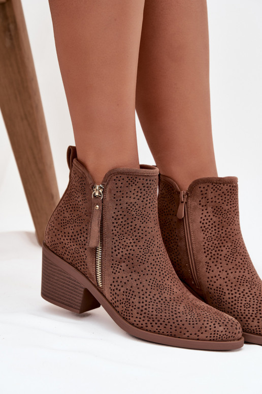 botas estilo coParaboy Feminino com salto S.Barski HY52-538 cor marrom