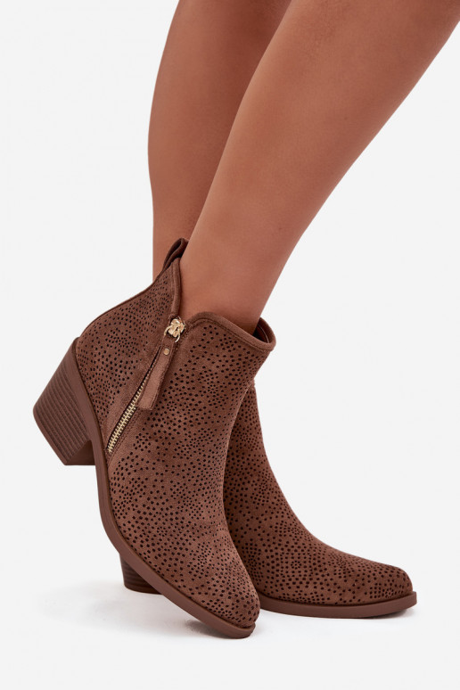 botas estilo coParaboy Feminino com salto S.Barski HY52-538 cor marrom