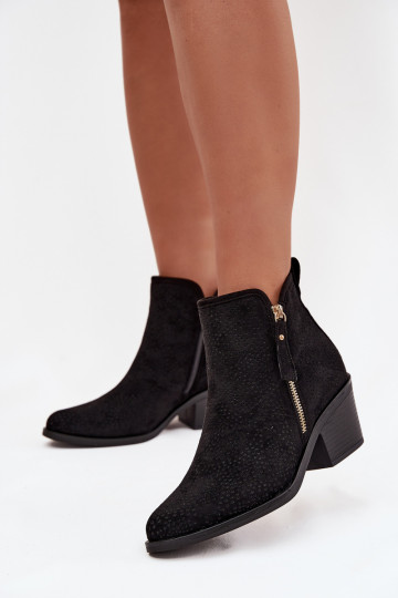 botas estilo coParaboy Feminino com salto S.Barski HY52-538 cor preta 2