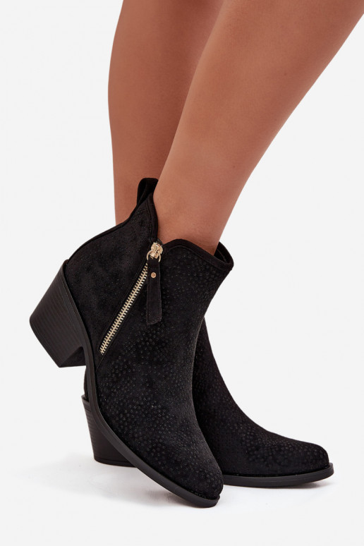 botas estilo coParaboy Feminino com salto S.Barski HY52-538 cor preta botas estilo coParaboy Feminino com salto S.Barski HY52-538 cor preta