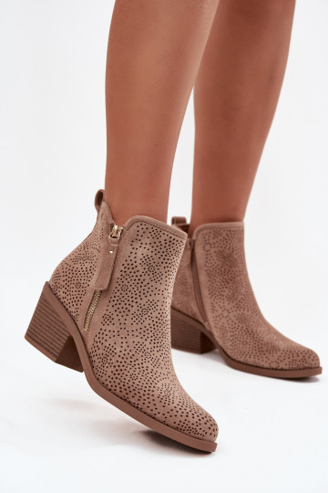 botas estilo coParaboy Feminino com salto S.Barski HY52-538 bege