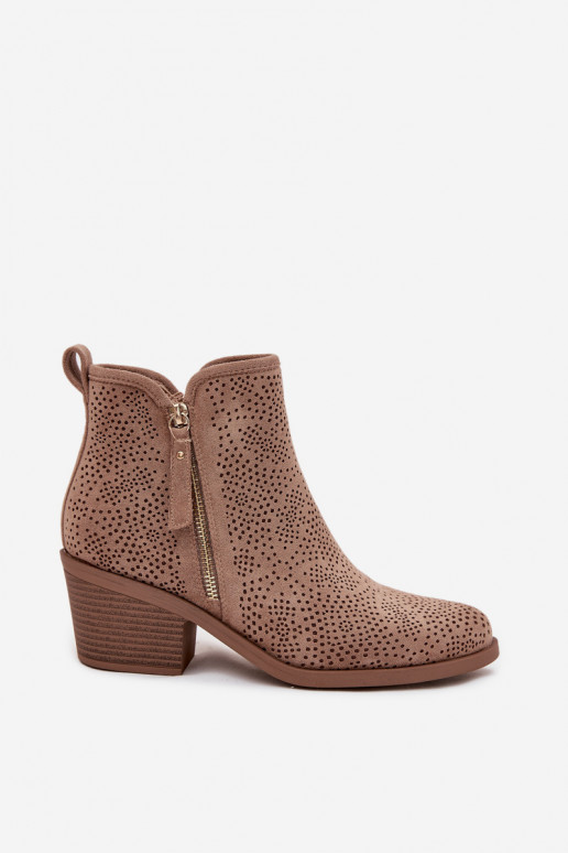 botas estilo coParaboy Feminino com salto S.Barski HY52-538 bege