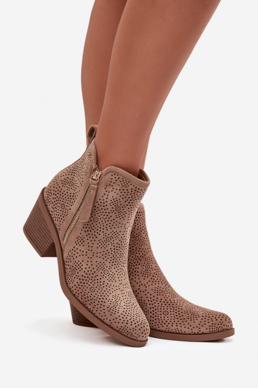 botas estilo coParaboy Feminino com salto S.Barski HY52-538 bege